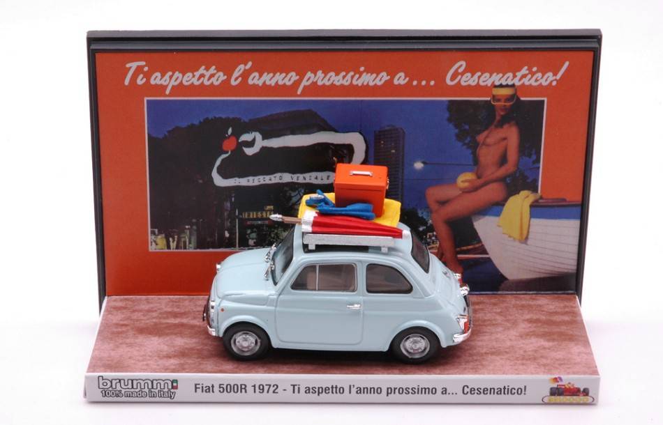 SCALE MODEL COMPATIBLE WITH FIAT 500R ITALIAN HOLIDAYS CESENATICO "I'LL WAIT FOR YOU NEXT YEAR" 1:43 BRUMM BMS2209N