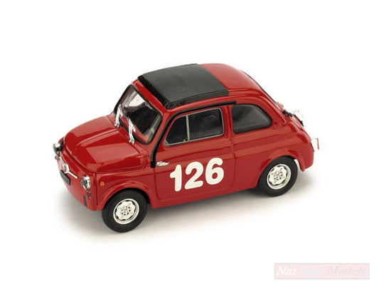 MODELLINO IN SCALA COMPATIBILE CON FIAT 595 ABARTH N.126 1st PREMIO CAMPAGNANO VALLELUNGA 1965 R.PINTO 1:43 BRUMM BM0480