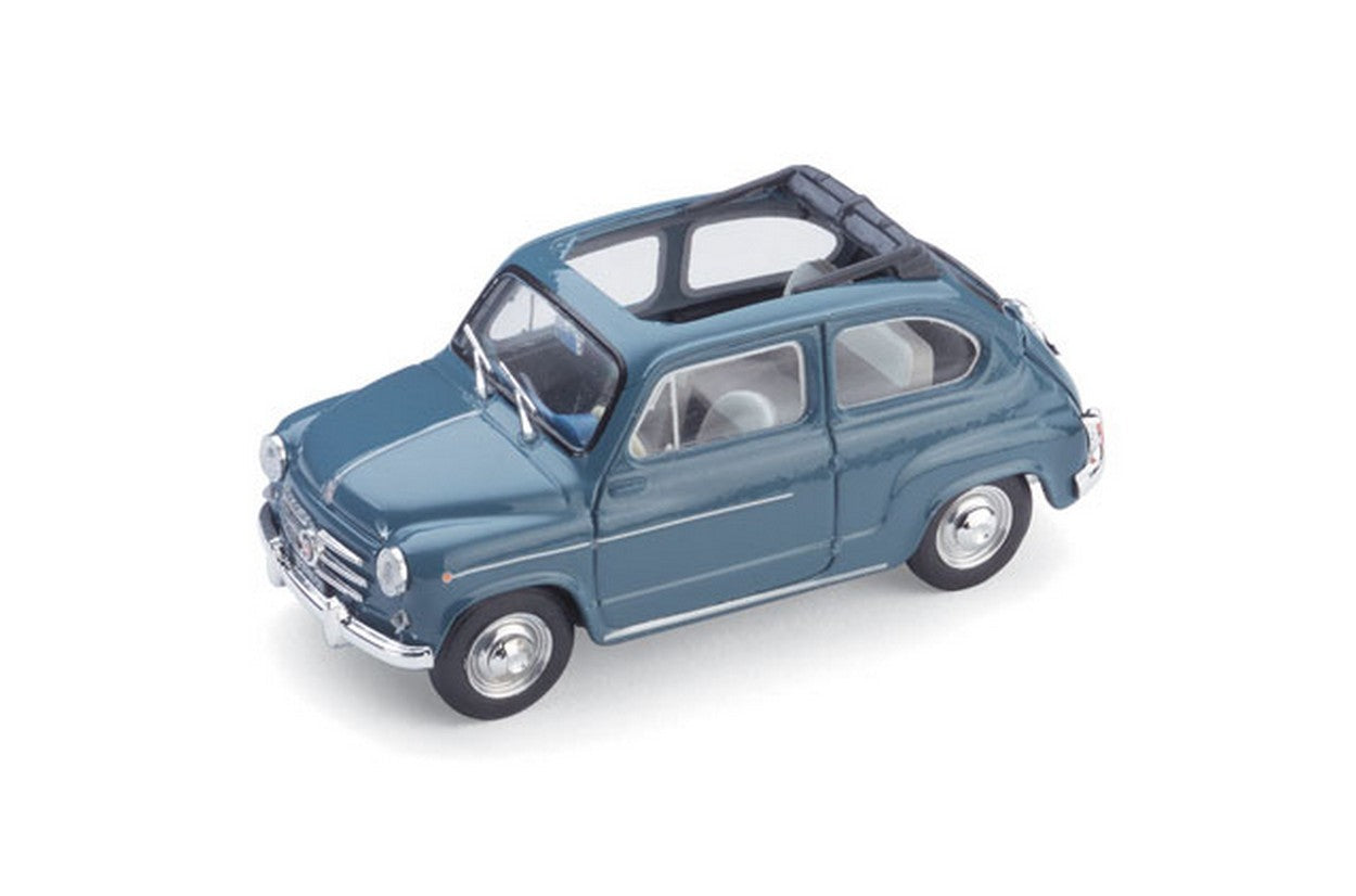 SCALE MODEL COMPATIBLE WITH FIAT 600 D BERLINA 1960 OPEN CONVERTIBLE BLEU 404 1:43 BRUMM BM0317-09