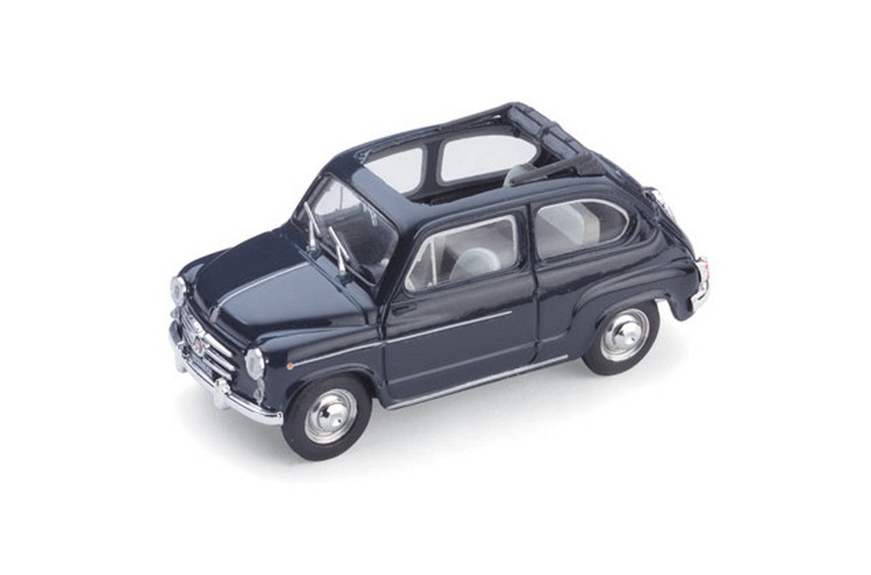 SCALE MODEL COMPATIBLE WITH FIAT 600 D SALOON 1960 OPEN CONVERTIBLE DARK BLUE 456 1:43 BRUMM BM0317-10