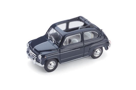 SCALE MODEL COMPATIBLE WITH FIAT 600 D SALOON 1960 OPEN CONVERTIBLE DARK BLUE 456 1:43 BRUMM BM0317-10