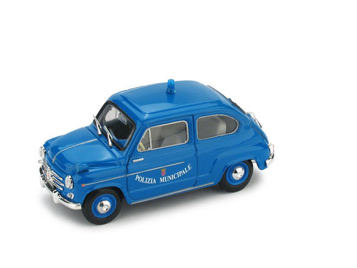 MODELLINO IN SCALA COMPATIBILE CON FIAT 600 D POLIZIA MUNICIPALE ROMA 1960 1:43 BRUMM BM0456