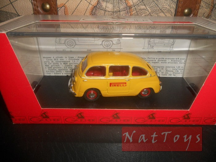 SCALE model COMPATIBLE WITH Fiat 600 Multipla 1959 Pirelli 1:43 Giocher GR06