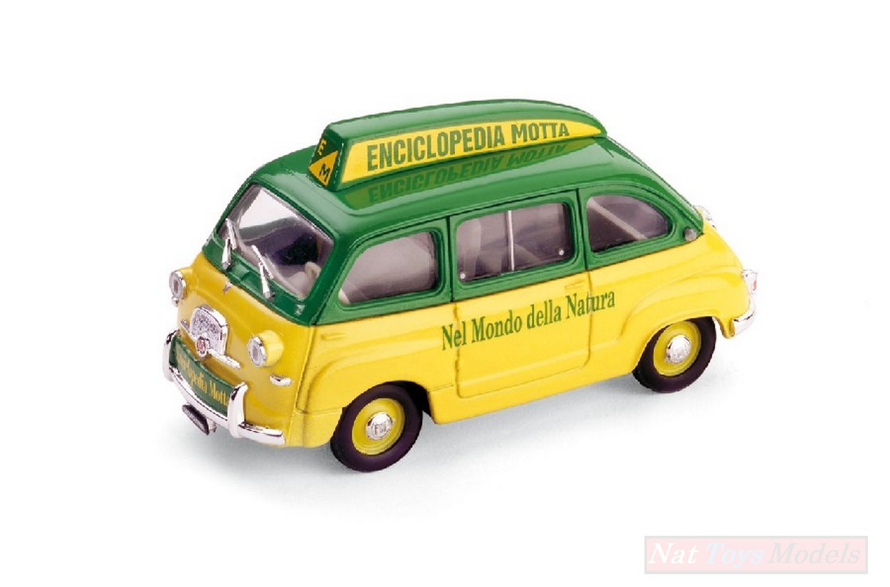 MODELLINO IN SCALA COMPATIBILE CON FIAT 600 MULTIPLA ENCICLOPEDIA MOTTA 1956 1:43 BRUMM BM0310