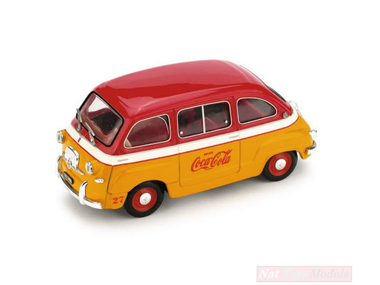 MODELLINO IN SCALA COMPATIBILE CON FIAT 600 MULTIPLA VEICOLO PUBBL.COCA COLA OLIMPIADI DI ROMA 1960 1:43 BRUMM BM0482