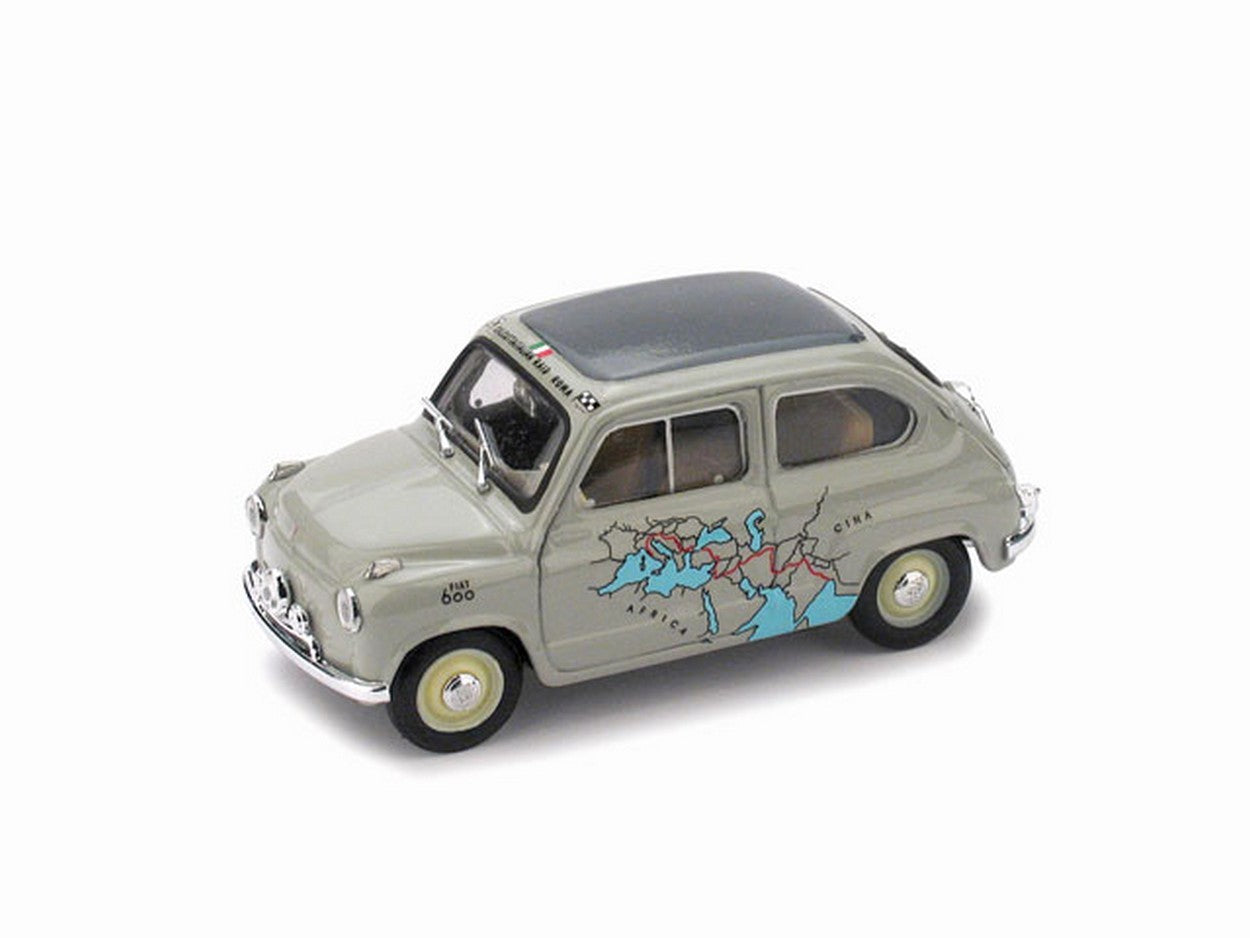 MODELE REDUIT COMPATIBLE AVEC FIAT 600 RAID CALCUTTA-ROME 1955 Km 13260 MARTIGNONI-RABEZZANA 1:43 BRUMM BM0443