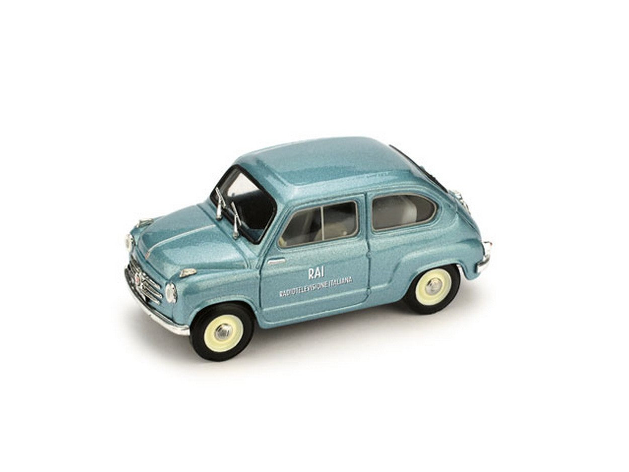 MODELLINO IN SCALA COMPATIBILE CON FIAT 600 VETTURA DI SERVIZIO RAI 1960 1:43 BRUMM BM0483