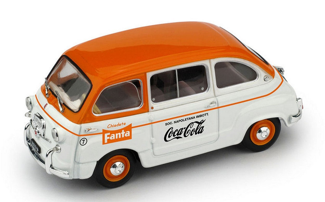 SCALE MODEL COMPATIBLE WITH FIAT 600D MULTIPLA COMMERCIAL FANTA/COCA COLA 1961 1:43 BRUMM BM0648