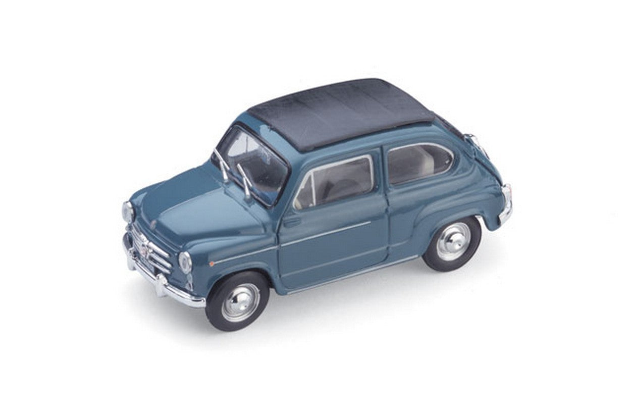 SCALE MODEL COMPATIBLE WITH FIAT 600D CONVERTIBLE CLOSED 1960 BLEU 404 1:43 BRUMM BM0318-09