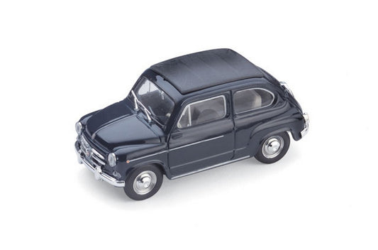 SCALE MODEL COMPATIBLE WITH FIAT 600D CONVERTIBLE CLOSED 1960 DARK BLEU 456 1:43 BRUMM BM0318-10