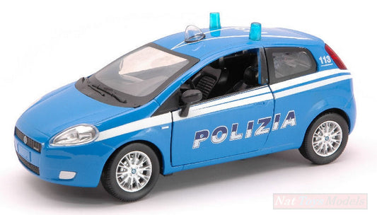 MODELLINO IN SCALA COMPATIBILE CON FIAT GRANDE PUNTO POLIZIA 1:24 NEW RAY NY71113