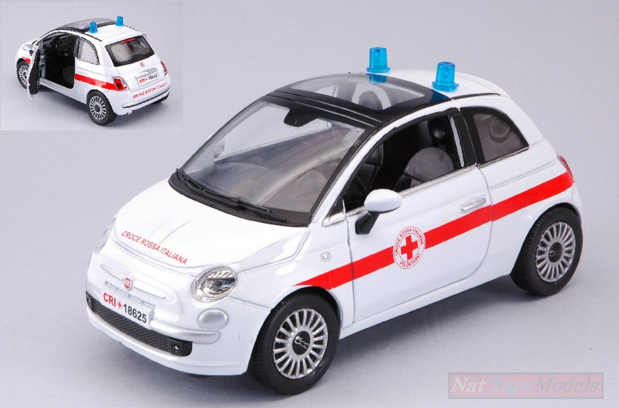 MODELLINO IN SCALA COMPATIBILE CON FIAT NUOVA 500 CROCE ROSSA ITALIANA 1:24 NEW RAY NY71383