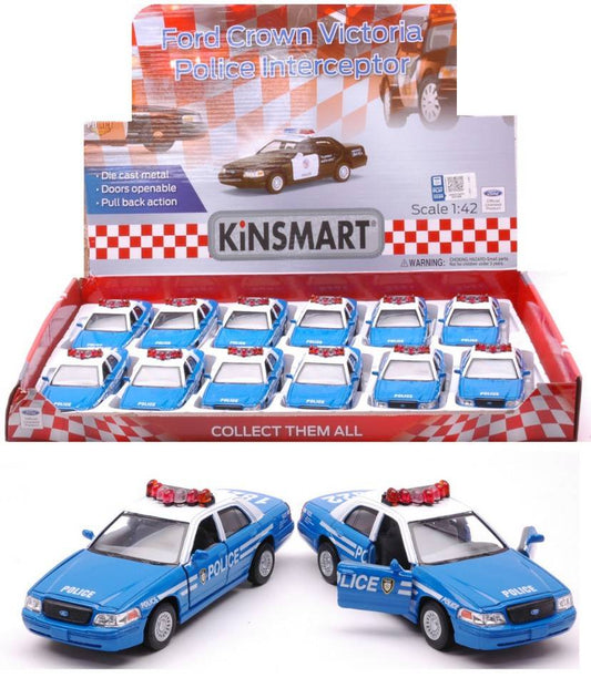 MODELLINO IN SCALA COMPATIBILE CON FORD CROWN VICTORIA POLICE INTERCEPTOR cm 12,5 1:42 KINSMART KT492