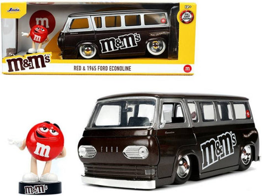 MODELLINO IN SCALA COMPATIBILE CON FORD ECONOLINE WITH RED FIGURE "M&M'S" 1965 BROWN 1:24 JADA TOYS JADA253255065