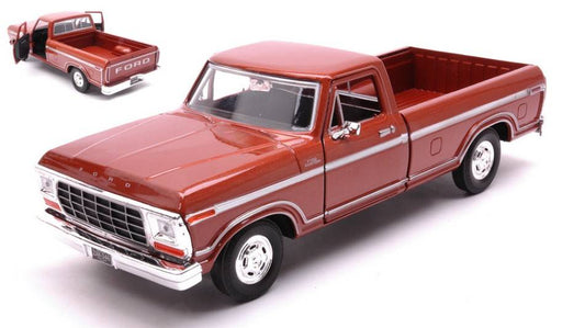 MODELLINO IN SCALA COMPATIBILE CON FORD F-150 PICK-UP CUSTOM 1979 BROWN METALLIC 1:24 MOTORMAX MTM79346BN