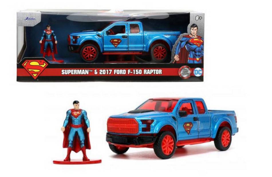 MODELLINO IN SCALA COMPATIBILE CON FORD F-150 RAPTOR 2018 "SUPERMAN" RED/BLUE 1:32 JADA TOYS JADA253253013