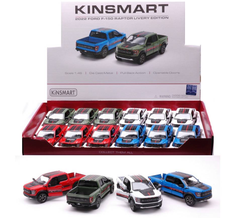 SCALE MODEL COMPATIBLE WITH FORD F-150 RAPTOR LIVERY EDITION COL.ASS. 12 cm 1:46 KINSMART KT89683