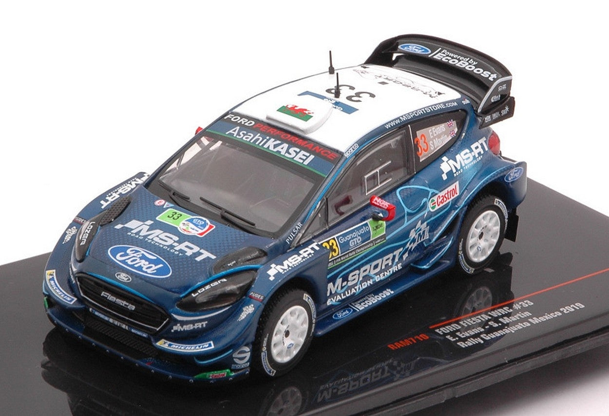 MODELLINO IN SCALA COMPATIBILE CON FORD FIESTA WRC N.33 8th RALLY MEXICO 2019 EVANS-MARTIN 1:43 IXO MODEL RAM710