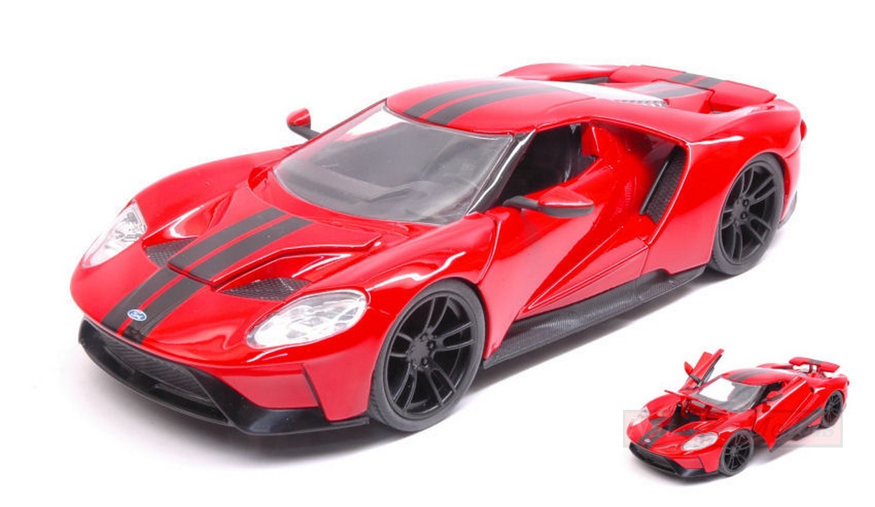 SCALE MODEL COMPATIBLE WITH Ford GT 2017 RED W/BLACK STRIPES BIGTIME MUSCLE 1:24 Jada Toys JADA99391