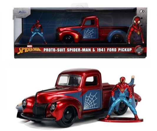 SCALE MODEL COMPATIBLE WITH FORD PICK UP 1941 MARVEL SPIDER MAN RED/BLUE 1:32 JADA TOYS JADA253223016