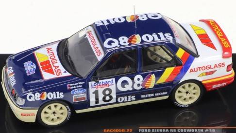 MODELLINO IN SCALA COMPATIBILE CON FORD SIERRA RS COSWORTH N.18 RALLY RAC LOMBARD 1991 WILSON/GRIST 1:43 IXO MODEL RAC405B