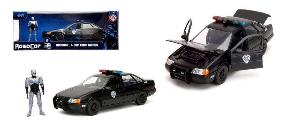 MODELLINO IN SCALA COMPATIBILE CON FORD TARUS FROM "ROBOCOP" WITH FIGURE 1986 BLACK/SILVER 1:24 JADA TOYS JADA253255060