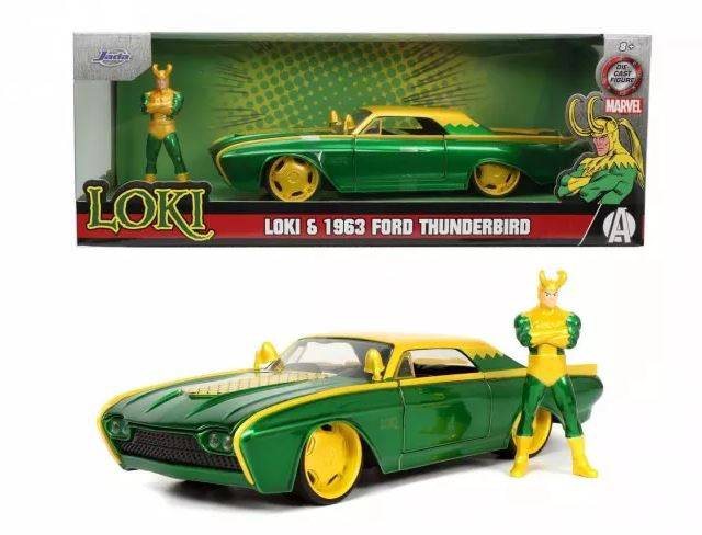 MODELLINO IN SCALA COMPATIBILE CON FORD THUNDERBIRD 1963 MARVEL LOKI 1:24 JADA TOYS JADA253225026