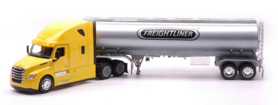 MODELLINO IN SCALA COMPATIBILE CON FREIGHTLINER CASCADIA YELLOW OIL TANKER 1:32 WELLY WE32697W