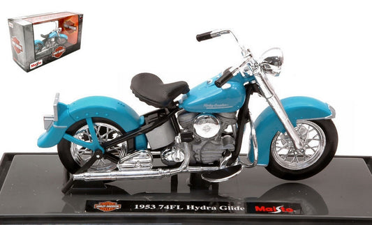 SCALE MODEL COMPATIBLE WITH HARLEY DAVIDSON 74FL HYDRA GLIDE 1953 LIGHT BLUE 1:18 MAISTO MI20115