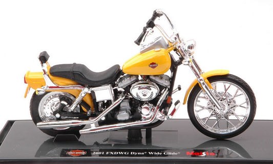 SCALE MODEL COMPATIBLE WITH HARLEY DAVIDSON FXDWG DYNA WIDE GLIDE 2001 YELLOW 1:18 MAISTO MI19139