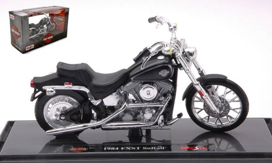 SCALE MODEL COMPATIBLE WITH HARLEY DAVIDSON FXST SOFTAIL 1984 BLACK 1:18 MAISTO MI21914B