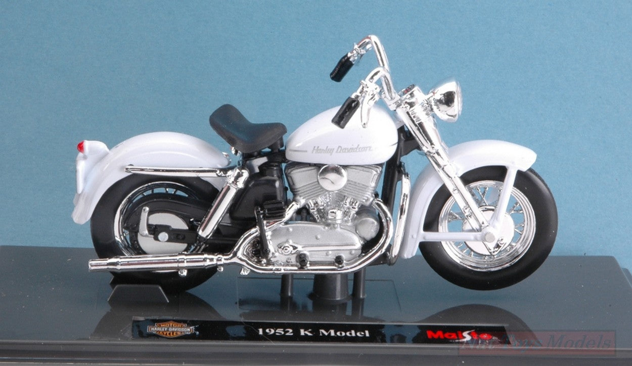 SCALE MODEL COMPATIBLE WITH HARLEY DAVIDSON K MODEL 1952 WHITE 1:18 MAISTO MI18858