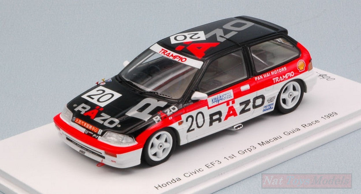 MODELE REDUIT COMPATIBLE AVEC HONDA CIVIC EF3 N.20 1er GR.3 MACAU GUIA RACE 1989 T.TSUTSUMI 1:43 SPARK MODEL SA125