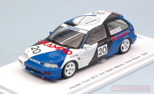 SCALE MODEL COMPATIBLE WITH HONDA CIVIC EF3 N.20 3rd MACAU GUIA RACE 1990 TOMOHIKO TSUTSUMI 1:43 SPARK MODEL SA132