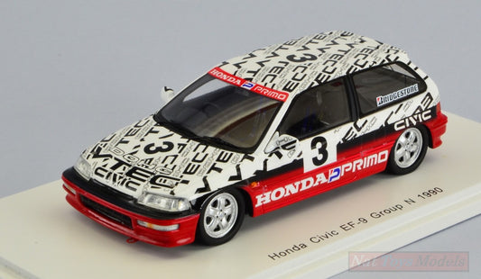 SCALE MODEL COMPATIBLE WITH HONDA CIVIC EF9 N.3 SUZUKA CIRCUIT TEST 1990 SATORU NAKAJIMA 1:43 SPARK MODEL S5459