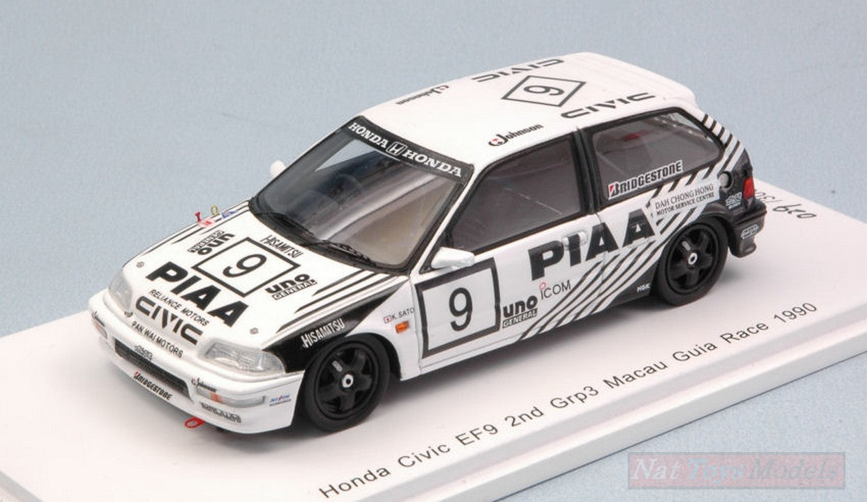 MODELE REDUIT COMPATIBLE AVEC HONDA CIVIC EF9 N.9 2ème GR.3 MACAU GUIA RACE 1990 KOJI SATO 1:43 SPARK MODEL SA129