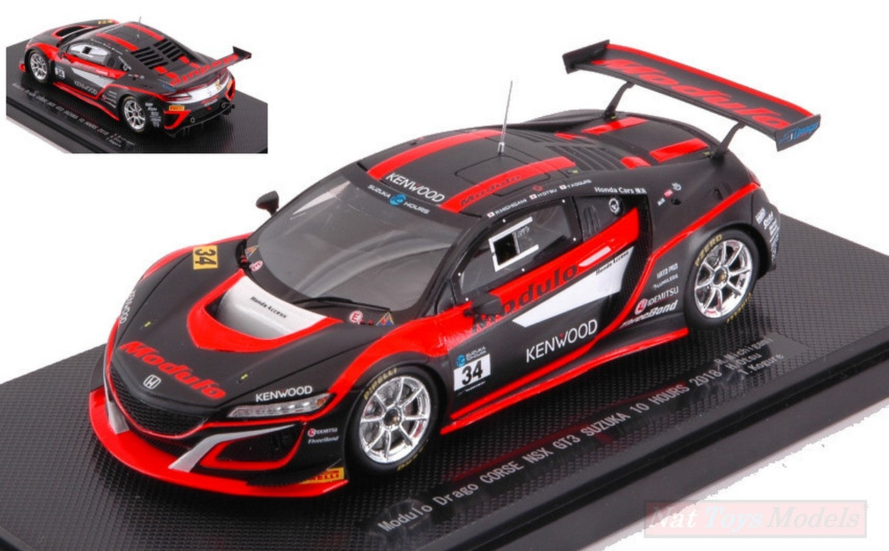 MODELLINO IN SCALA COMPATIBILE CON HONDA NSX GT3 N.34 10 H SUZUKA 2018 MICHIGAMI-OTSU-KOGURE 1:43 EBBRO EB45678