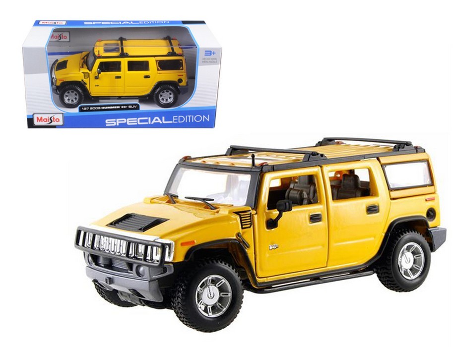 modellino IN SCALA COMPATIBILE CON Hummer H2 SUV 2003 YELLOW 1:27 Maisto MI31231