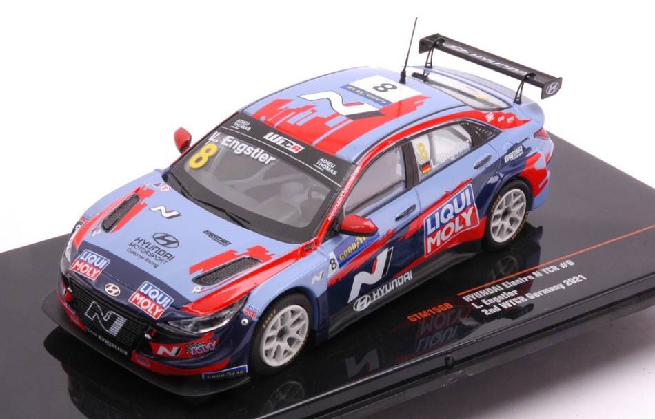 MODELE REDUIT COMPATIBLE AVEC HYUNDAI ELANTRA N TCR N.8 LIQUI MOLY WTCR DEUTSCHLAND 2021 ENGSTLER 1:43 IXO MODEL GTM156B