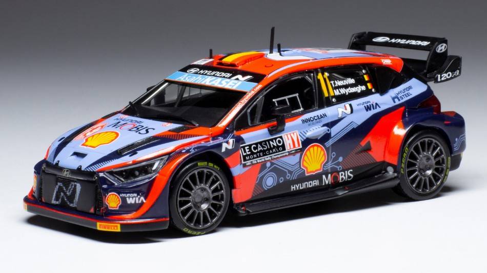 SCALE MODEL COMPATIBLE WITH HYUNDAI i20 N WRC N.1 RALLY MONTE CARLO 2022 NEUVILLE/WYDAEGHE 1:43 IXO MODEL RAM835