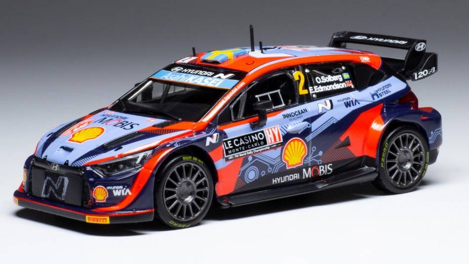 MODELE REDUIT COMPATIBLE AVEC HYUNDAI i20 N WRC N.2 RALLYE MONTE CARLO 2022 SOLBERG/EDMONDSON 1:43 IXO MODEL RAM837