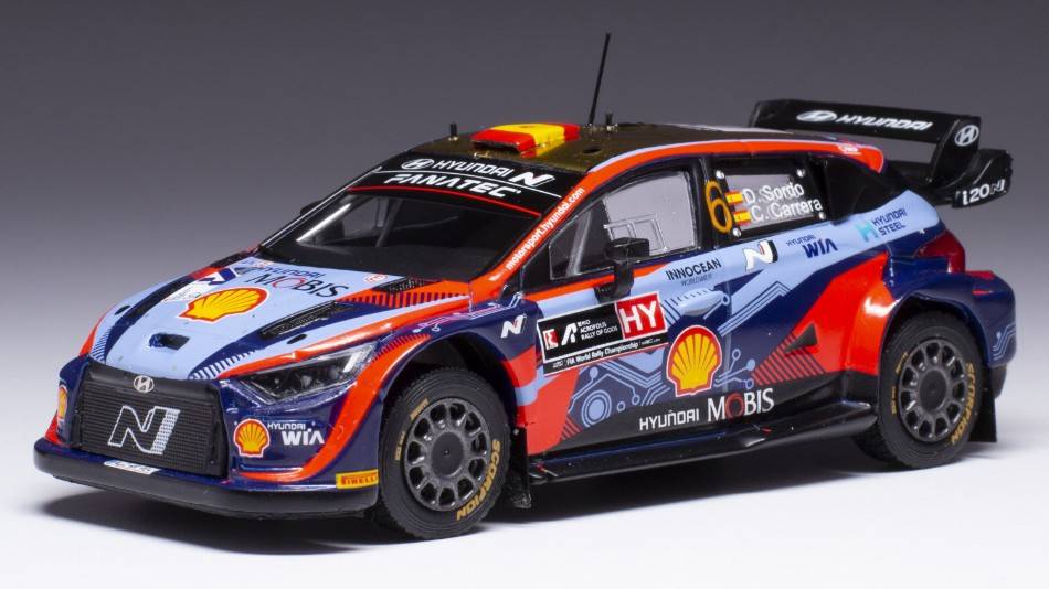 SCALE MODEL COMPATIBLE WITH HYUNDAI i20 N WRC N.6 ACROPOLIS RALLY 2022 SORDO/CARRERA 1:43 IXO MODEL RAM869