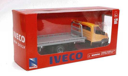 SCALE MODEL COMPATIBLE WITH IVECO DAILY YELLOW WITH PLATFORM 1:36 NEW RAY NY15873D