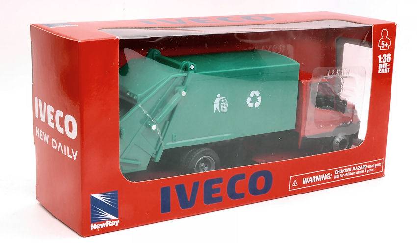 SCALE MODEL COMPATIBLE WITH IVECO DAILY WASTE COLLECTION RED 1:36 NEW RAY NY15873P