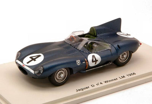 MODELLINO IN SCALA COMPATIBILE CON JAGUAR D N.4 WINNER LE MANS 1956 SANDERSON-FLOCKHART 1:43 REPRO SPARK MODEL 43LM56