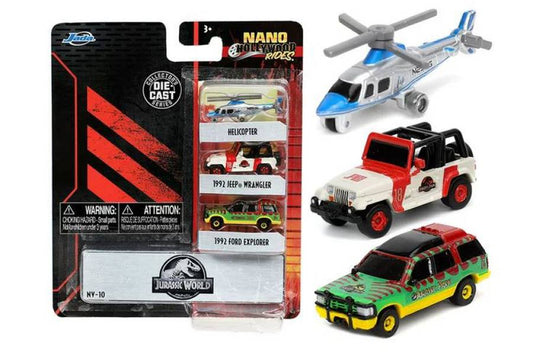 SCALE MODEL COMPATIBLE WITH JURASSIC PARK 3-PACK A NANO CARS 30 mm JADA TOYS JADA51012