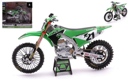 SCALE MODEL COMPATIBLE WITH KAWASAKI KX 450 SR N.21 JASON ANDERSON 1:12 NEW RAY NY58413