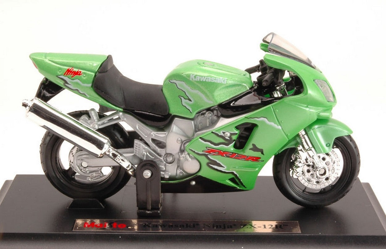 MODELLINO IN SCALA COMPATIBILE CON KAWASAKI NINJA ZX-12R GREEN 1:18 MAISTO MI332G