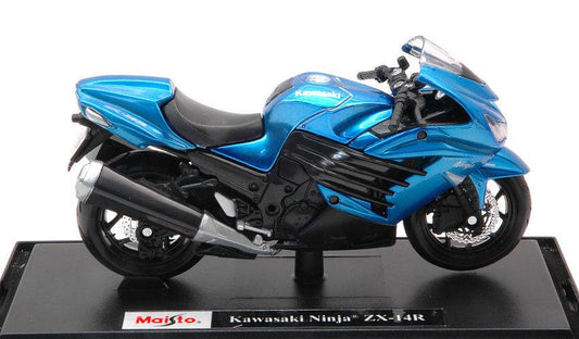 SCALE MODEL COMPATIBLE WITH KAWASAKI NINJA ZX-14R METALLIC BLUE 1:18 MAISTO MI12020B