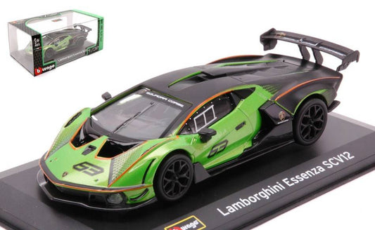 MODELLINO IN SCALA COMPATIBILE CON LAMBORGHINI ESSENZA SCV12 N.63 GREEN/BLACK 1:32 BURAGO BU41161